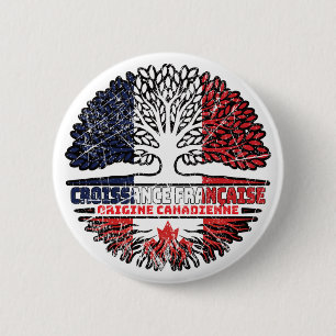 Canadian Canada French France Tree Roots Flag 6 Cm Round Badge