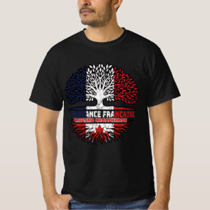 Canadian Canada French France Tree Roots Flag T-Shirt