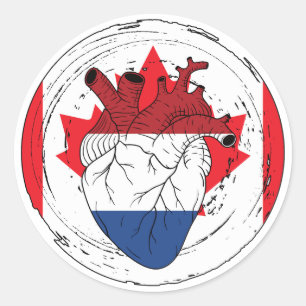 Canadian Canada Koningsdag Dutch Netherlands Heart Classic Round Sticker