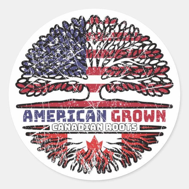 Canadian Canada US American USA United States Tree Classic Round Sticker (Front)