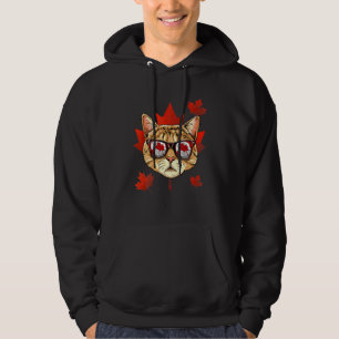 Canadian Cat Maple Ree Leaf Canada Flag Kitten Cat Hoodie