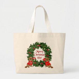 Canadian Christmas Large Tote Bag