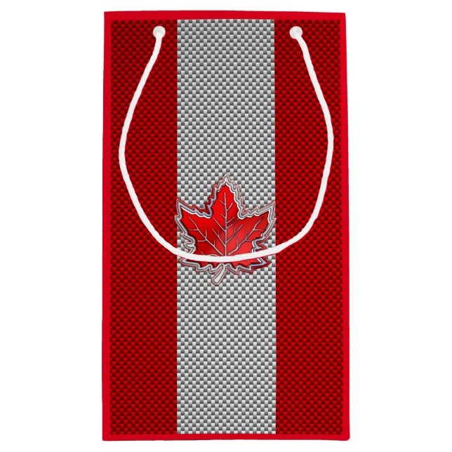Canadian Chrome Maple Leaf on Carbon Fibre Styles Small Gift Bag (Back)