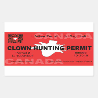 Canadian Clown Hunting Permit (4x) Rectangular Sticker
