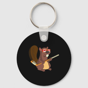 Canadian Cute Animal Gift Beaver Maple Leaf Hockey Key Ring
