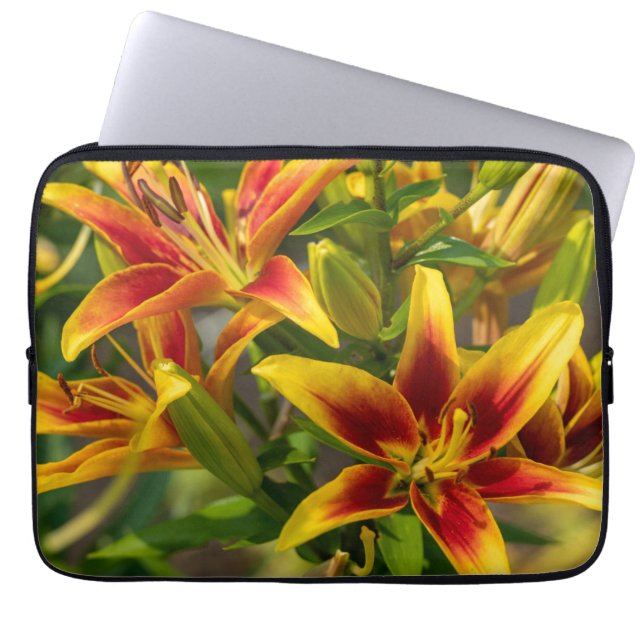 Canadian Daylily, Orange Flower Photography Print Laptop Sleeve (Front)