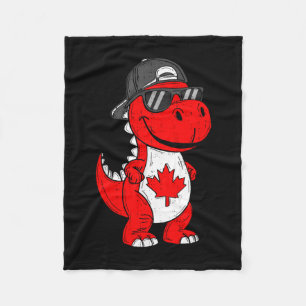 Canadian dinosaur trex maple leaf canada boy kids fleece blanket