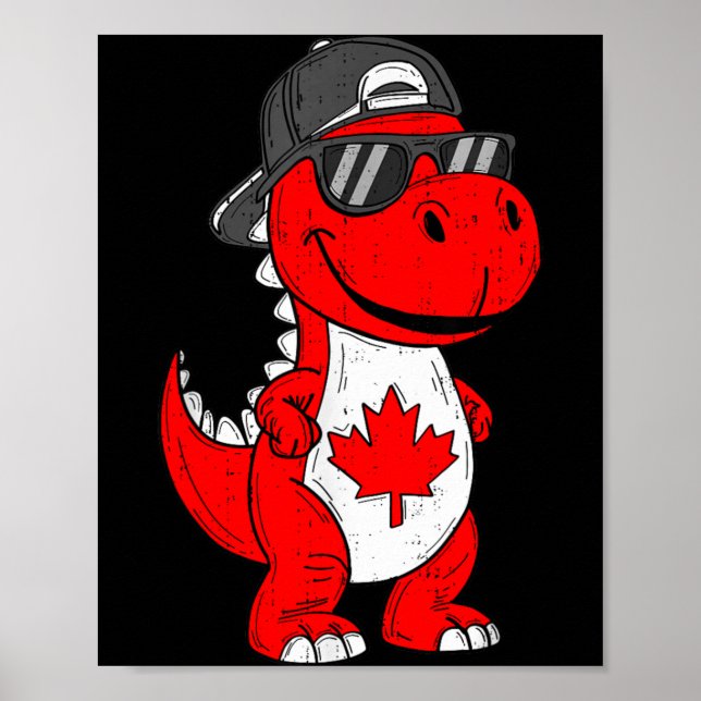 Canadian Dinosaur Trex Maple Leaf Canada Boy Kids Poster (Front)