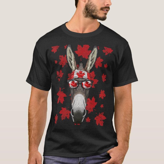 Canadian Donkey Patriotic Canada Flag Maple Leaf P T-Shirt (Front)