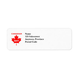 Canadian Eh? Maple Leaf Return Address Label