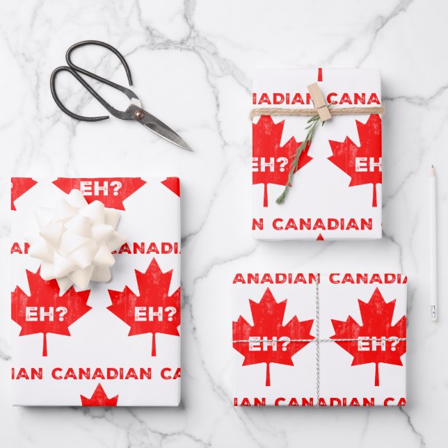 Canadian Eh? Maple Leaf Wrapping Paper Sheet (Front)