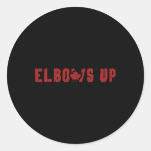 Canadian Elbows Up Hockey Canada Maple Leaf Men Wo Classic Round Sticker