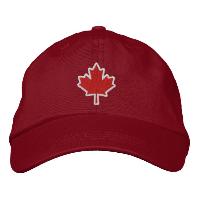 Canadian Embroidery Embroidered Maple Leaf Hat (Front)