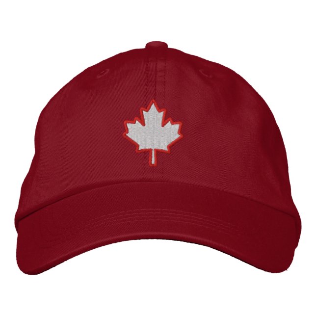 Canadian Embroidery Embroidered Maple Leaf Hat (Front)