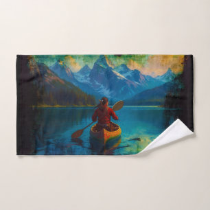 Canadian FIrst Nations Paddler and Canoe Hand Towel