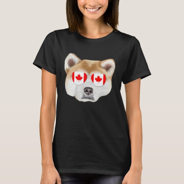 Canadian Flag Akita Dog Canada Pocket T-Shirt (Front)