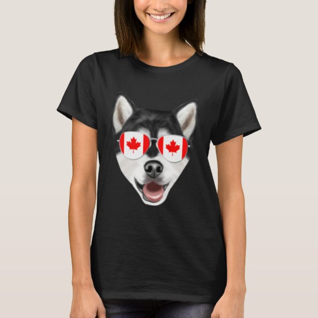 Canadian Flag Alaskan Malamute Dog Canada Pocket T-Shirt (Front)