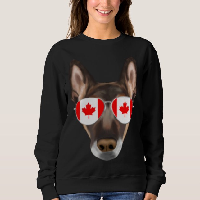 Canadian Flag Belgian Malinoi Dog Canada Pocket Sweatshirt (Front)