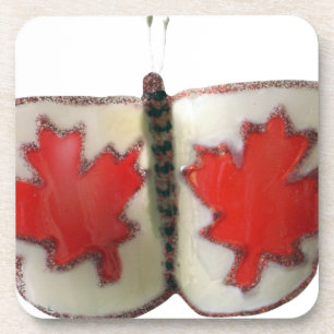 Canadian Flag Butterfly Design Coaster