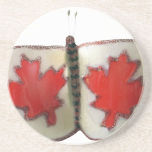 Canadian Flag Butterfly Design Coaster