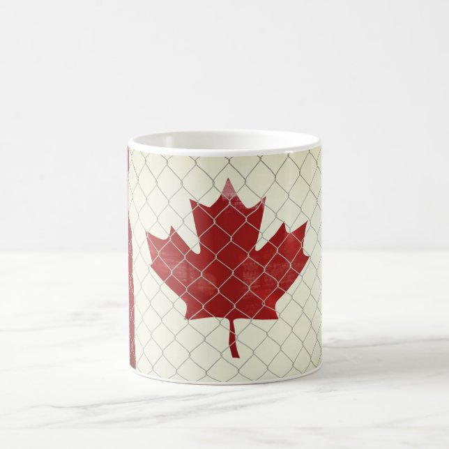 Canadian Flag. Chain Link Fence. Rustic. Cool. Coffee Mug (Center)