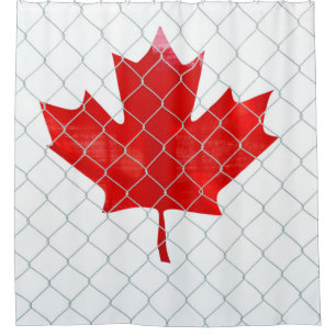Canadian Flag. Chain Link Fence. Rustic. Cool. Shower Curtain