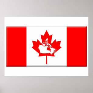 Canadian Flag & Country Shape Poster