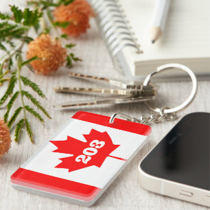Canadian flag custom acrylic hotel room number key ring