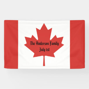 Canadian Flag Family Name July 1st Banner