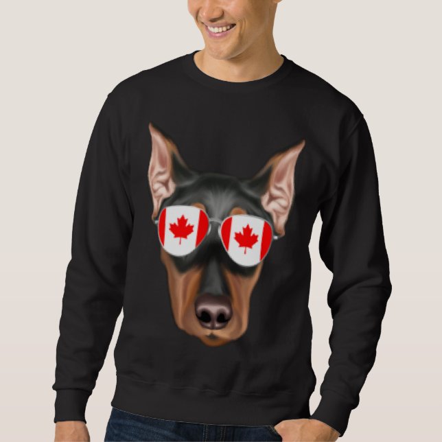 Canadian Flag German Pinscher Dog Canada Pocket Sweatshirt (Front)