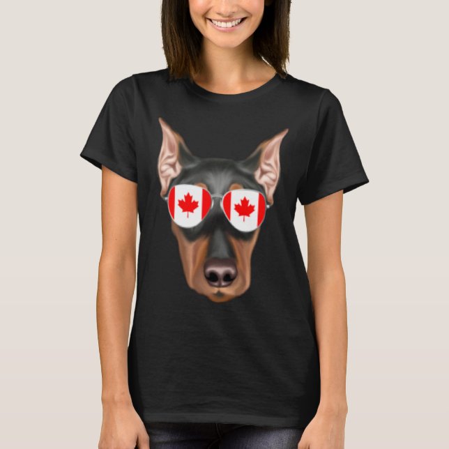 Canadian Flag German Pinscher Dog Canada Pocket T-Shirt (Front)