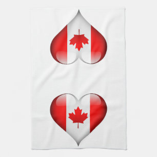Canadian Flag Glass Heart Tea Towel