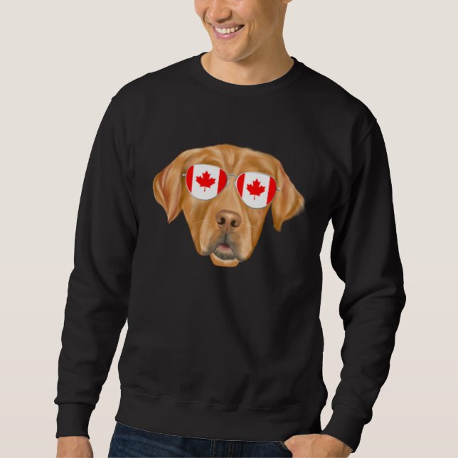 Canadian Flag Golden Retriever Dog Canada Pocket Sweatshirt (Front)