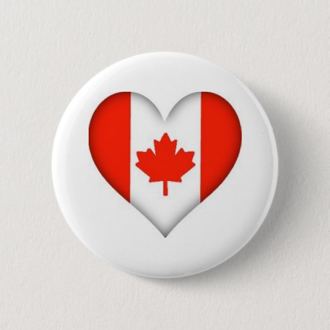 Canadian Flag Heart 6 Cm Round Badge (Front)