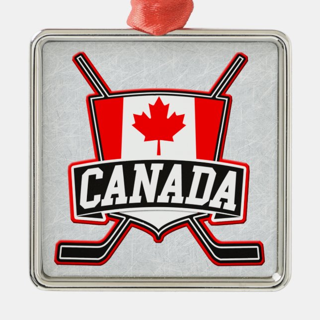Canadian Flag Hockey Logo Metal Ornament (Front)