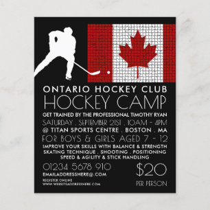 Canadian Flag, Hockey Player, Camp Advertising Flyer