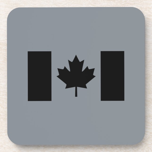 Canadian Flag in Black Decor Coaster (Front)