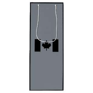 Canadian Flag in Black Decor Wine Gift Bag