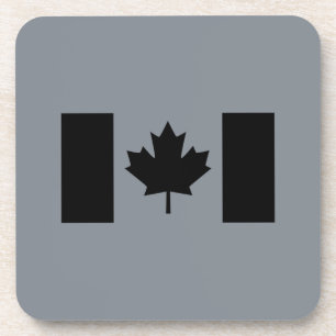 Canadian Flag in Black Design Coaster