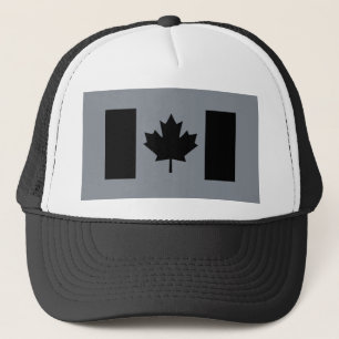 Canadian Flag in Black Design Trucker Hat