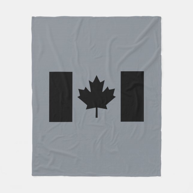 Canadian Flag in Black Graphic Fleece Blanket (Front)
