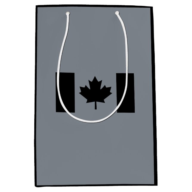 Canadian Flag in Black Medium Gift Bag (Front)