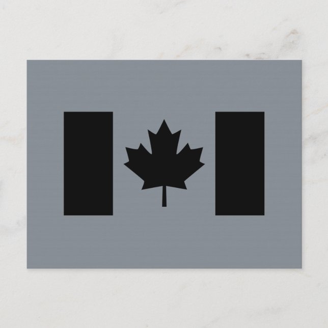 Canadian Flag in Black Postcard (Front)