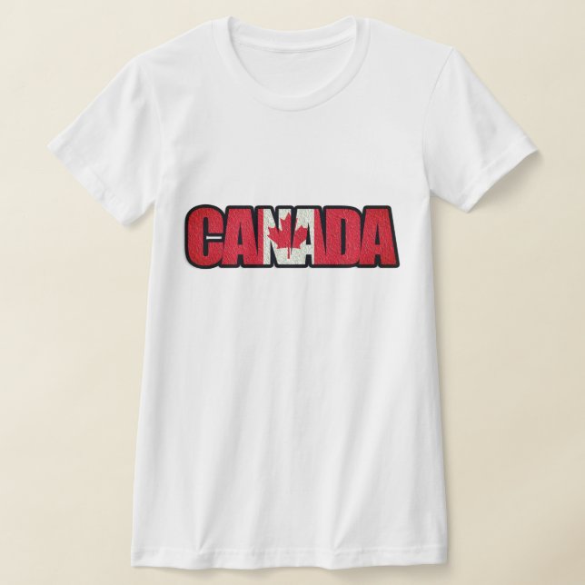 Canadian Flag In "Canada" T-Shirt (Laydown)
