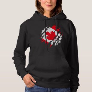 Canadian Flag In Used Look For Tourists Canada Hoodie
