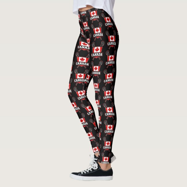 Canadian Flag Lacrosse LAX Leggins Leggings (Left)