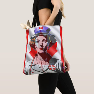 Canadian Flag Lady Tote Bag