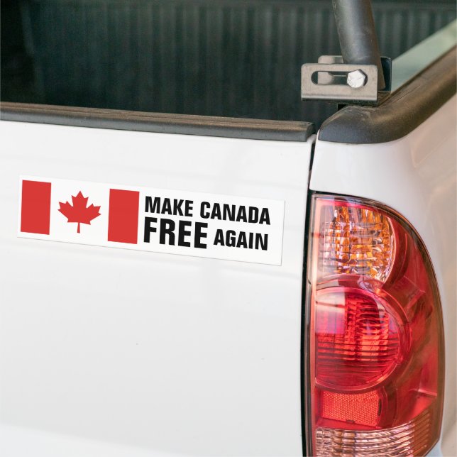 Canadian Flag Make Canada FREE again Bumper Sticker (On Truck)