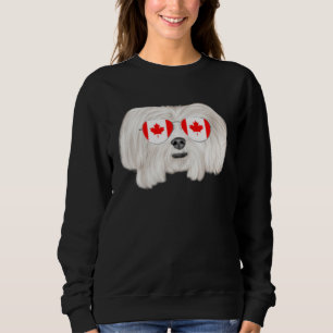 Canadian Flag Maltese Dog Canada Pocket Sweatshirt