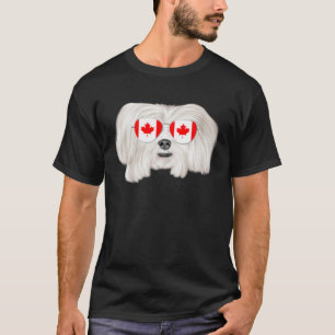 Canadian Flag Maltese Dog Canada Pocket T-Shirt